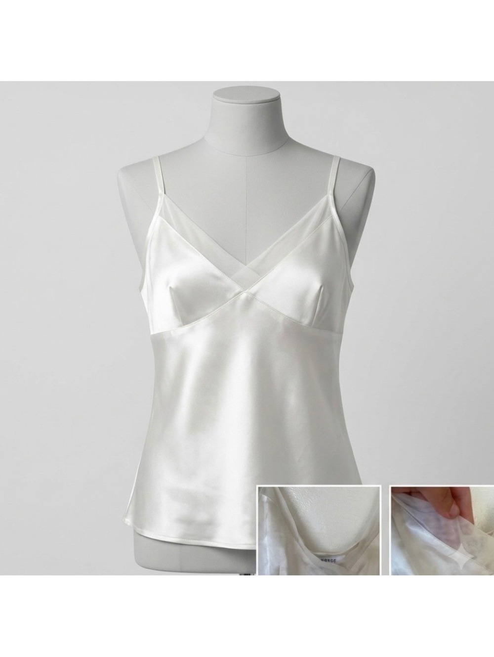 George y2k Satin mesh old money coquette ethereal mermaid core Tank ivory xl
